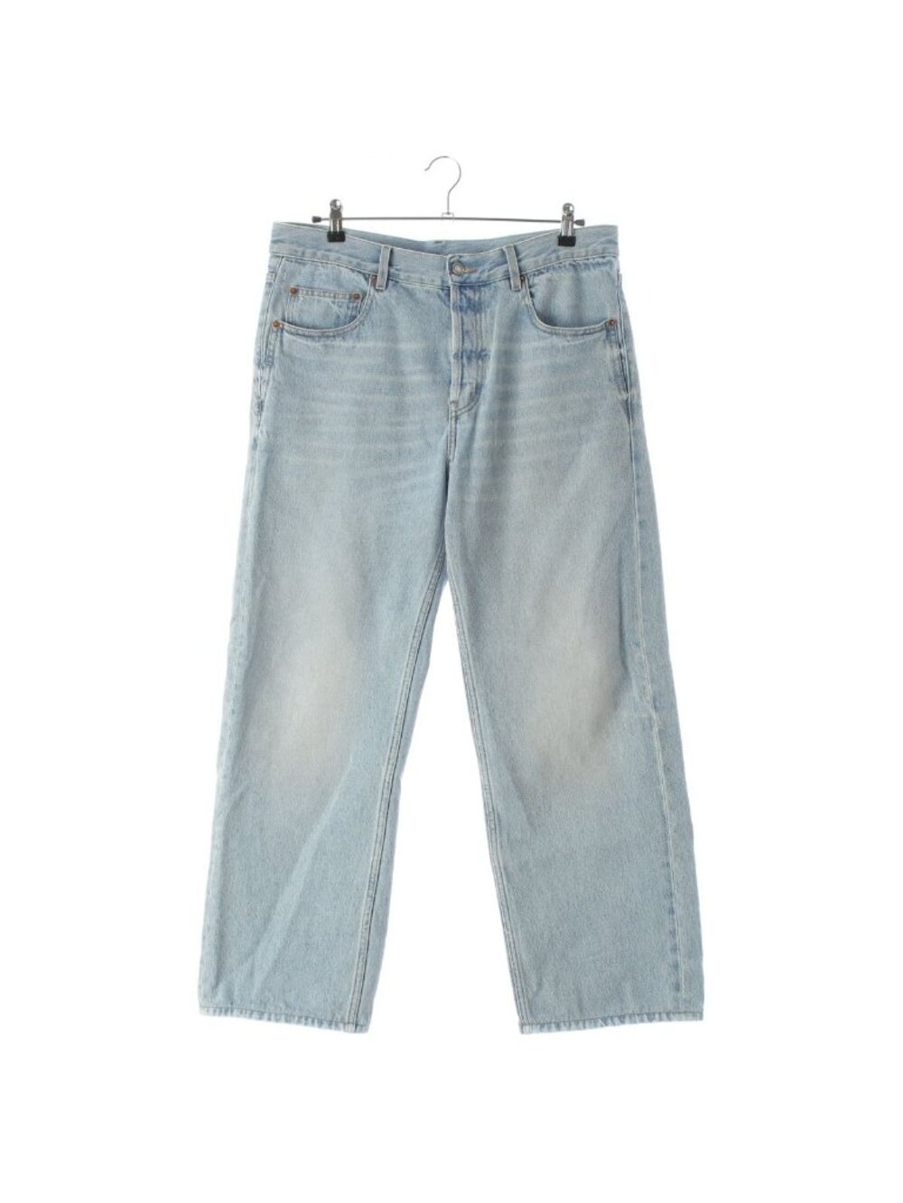 Saint Laurent Mid Straight Baggy Jeans Ice Wash Denim Pants Michigan Blue 32